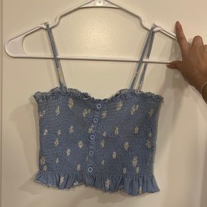 Pacsun light blue crop top with daisy flowers!